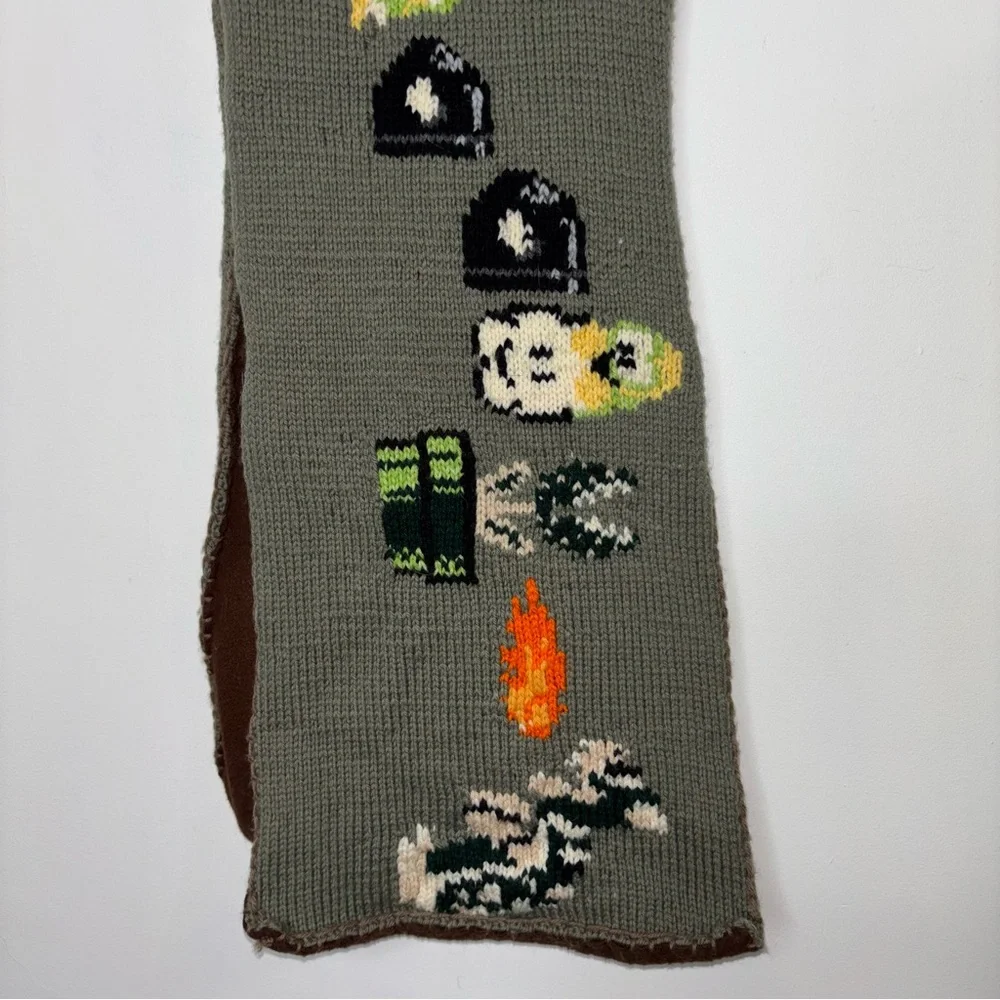 Hand Knit Super Mario Bros Themed Scarf 10” X 64” OOAK